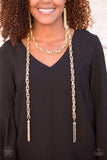 NE202 Scarfed For Attention - Gold - Necklace/Earring Set - Paparazzi