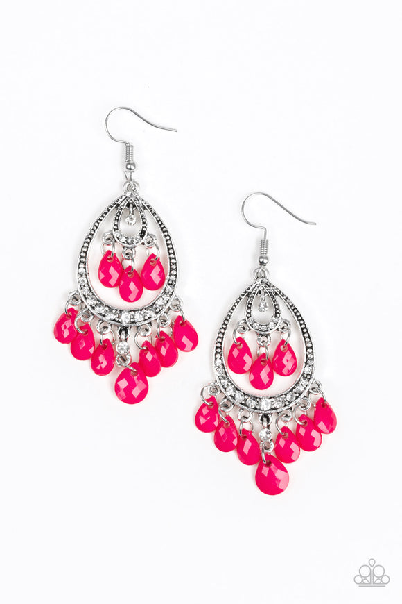 E079 Gorgeously Genie - Pink - Earrings - Paparazzi