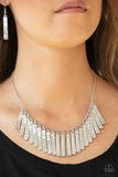 NE118 Metallic Muse - Silver - Necklace/Earring Set - Paparazzi