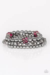 B354 Noticeably Noir - Pink - Bracelet -Paparazzi