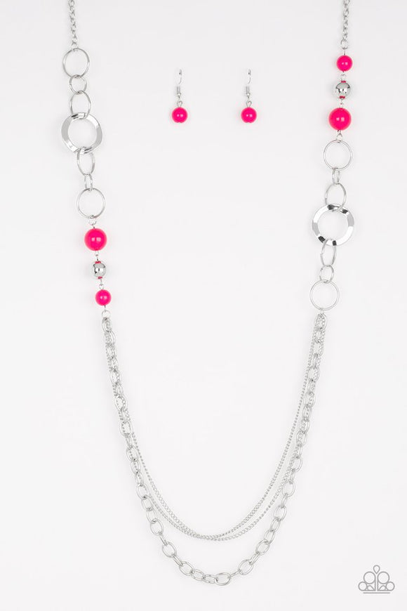 NE447 Modern Motley - Pink - Necklace/Earring Set - Paparazzi