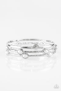 B380 Bangle Belle - White - Bracelet - Paparazzi