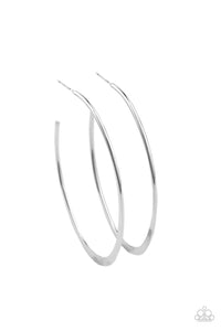 E099 Flatlined - Silver - Hoop Earrings - Paparazzi