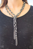 NE209 Scarfed For Attention - Gunmetal - Necklace/Earring Set - Paparazzi