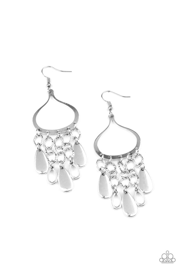 E003 Lure Away - Silver - Earrings - Paparazzi