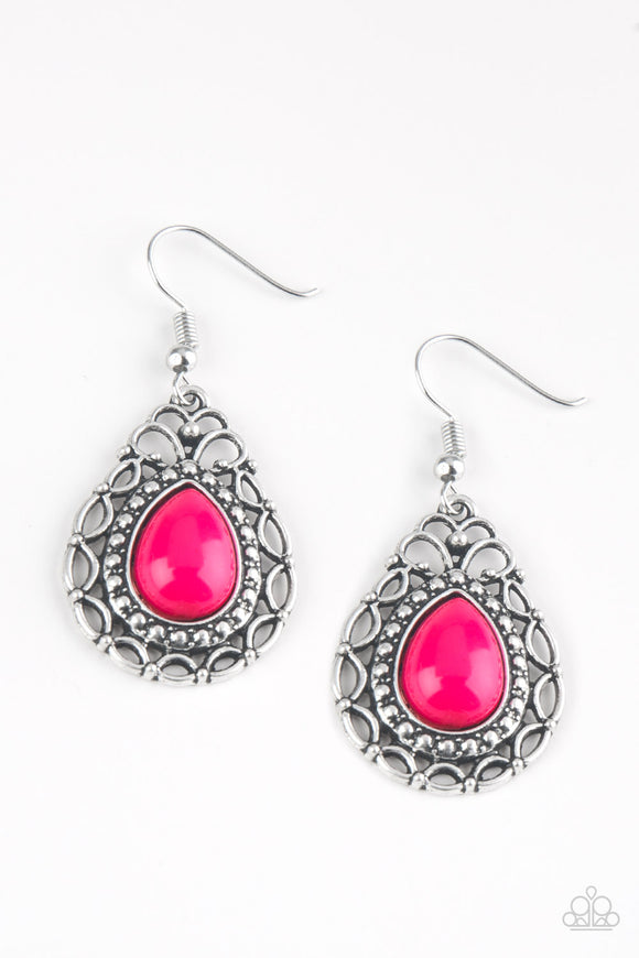 E084 Flirty Finesse - Pink - Earrings - Paparazzi