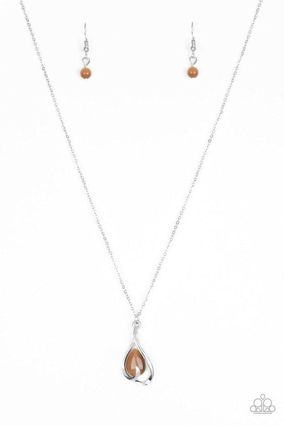 NE055 Tell Me A Love Story -Brown - Necklace/Earring Set - Paparazzi