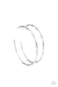 E185 Out Of Control Curves - Silver - Hoop Earrings -Paparazzi