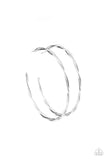 E185 Out Of Control Curves - Silver - Hoop Earrings -Paparazzi