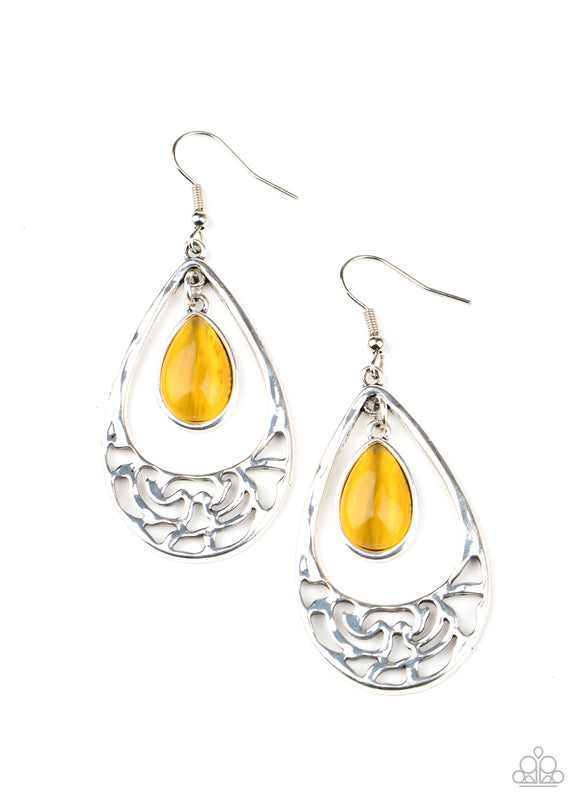 E105 Dew You Feel Me ? - Yellow - Earrings - Paparazzi