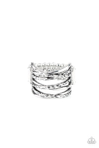 R038 Switching Gears - Silver - Ring - Paparazzi