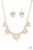 NE023 Welcome To The Lion's Den - Gold - Necklace/Earring Set - Paparazzi