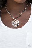 NE408 Filigree Your Heart With Love - Silver - Necklace/Earring Set - Paparazzi