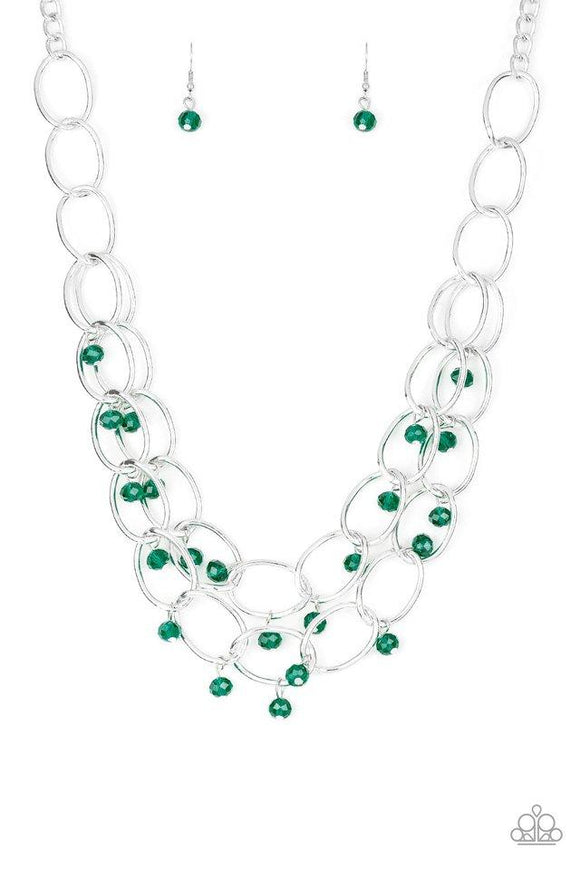 NE244 Yacht Tour - Green - Necklace/Earring Set - Paparazzi