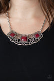 NE286 Feeling Inde-PENDANT - Red - Necklace/Earring Set - Paparazzi