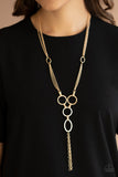 NE145 Metro Mechanics - Gold - Necklace/Earring Set - Paparazzi