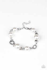 B329 Boardroom Baller - White - Bracelet - Paparazzi