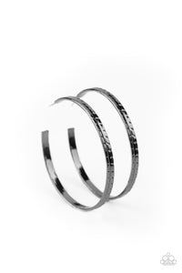 E141 Tread All About It - Black - Hoop Earrings - Paparazzi