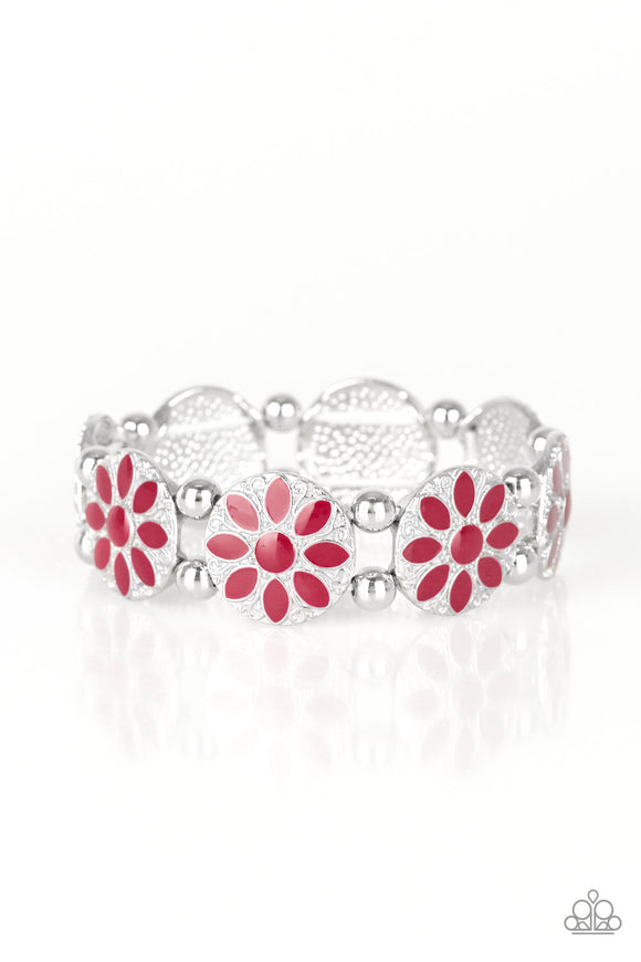 B343 Dancing Dahlias - Red - Bracelet - Paparazzi