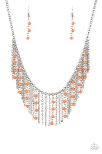 NE227 Harlem Hideaway - Orange - Necklace/Earring Set - Paparazzi