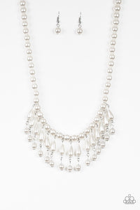 NE242 Miss Majestic - White - Necklace/Earring Set - Paparazzi