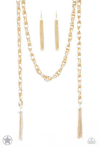 NE202 Scarfed For Attention - Gold - Necklace/Earring Set - Paparazzi