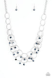 NE005 Yacht Tour - Blue - Necklace/Earring Set - Paparazzi