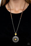 NE104 Where No Mandala Has Gone Before - Yellow - Necklace/Earring Set - Paparazzi