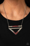 NE235 Triangulated Twinkle - Red - Necklace/Earring Set - Paparazzi