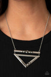 NE036 Triangulated Twinkle - Silver Necklace/Earring Set - Paparazzi