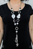 NE203 Total Eclipse Of The Heart - Silver -  Necklace/Earring Set - Paparazzi