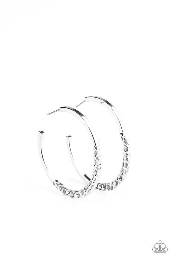 E136 Imprinted Intensity - Silver - Earrings - Paparazzi