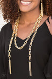 NE202 Scarfed For Attention - Gold - Necklace/Earring Set - Paparazzi