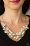 NE462 Battle of the Bombshells - White - Necklace/Earring Set - Paparazzi