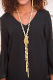 NE202 Scarfed For Attention - Gold - Necklace/Earring Set - Paparazzi