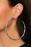 E185 Out Of Control Curves - Silver - Hoop Earrings -Paparazzi