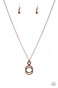 NE455 Timeless Trio - Copper - Necklace/Earring Set - Paparazzi