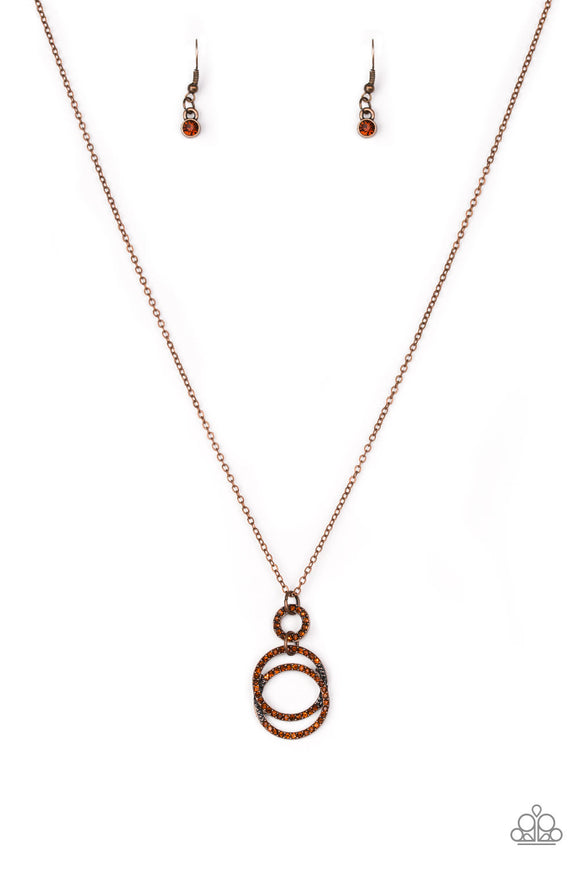 NE455 Timeless Trio - Copper - Necklace/Earring Set - Paparazzi